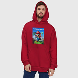 Толстовка-худи оверсайз Minecraft and Mario - ai art collaboration, цвет: красный — фото 2