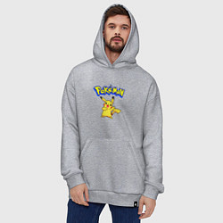Толстовка-худи оверсайз Pikachu 8-bit pixels, цвет: меланж — фото 2