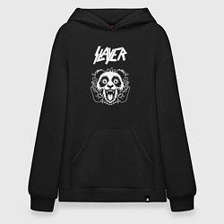 Толстовка-худи оверсайз Slayer rock panda, цвет: черный