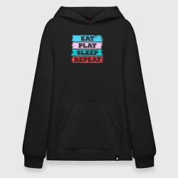 Толстовка-худи оверсайз Eat play sleep repeat, цвет: черный