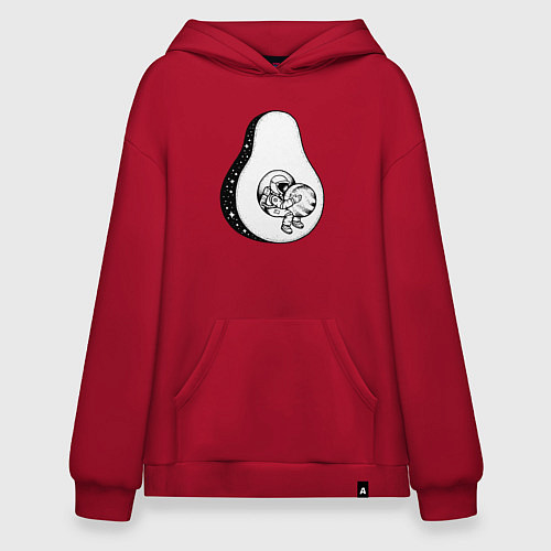 Худи оверсайз Космонавт и авокадо / Красный – фото 1