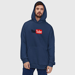 Толстовка-худи оверсайз You tube logo, цвет: тёмно-синий — фото 2
