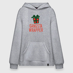 Толстовка-худи оверсайз Gangsta wrapper, цвет: меланж