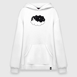 Толстовка-худи оверсайз Космическая девушка на облаке, цвет: белый