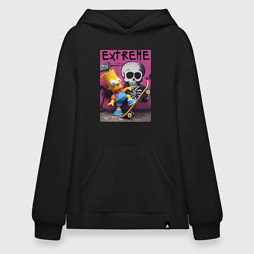 Худи оверсайз Bart Simpson and skateboard - extreme / Черный – фото 1