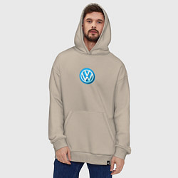 Толстовка-худи оверсайз Volkswagen logo blue, цвет: миндальный — фото 2