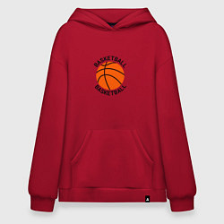 Толстовка-худи оверсайз Эмблема баскетбольный мяч basketball, цвет: красный