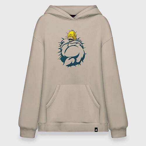 Худи оверсайз Гомер спит / Миндальный – фото 1