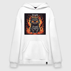 Толстовка-худи оверсайз Сингл Котики - Скелеты в шкафу, цвет: белый