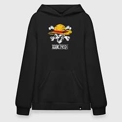 Худи оверсайз One piece череп в соломенной шляпе