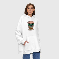 Толстовка-худи оверсайз Tiki face, цвет: белый — фото 2