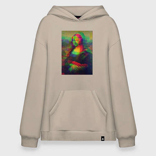 Худи оверсайз Мона Лиза с глюками / Миндальный – фото 1