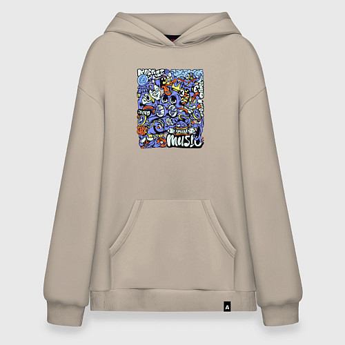 Худи оверсайз Монстры музыканты / Миндальный – фото 1