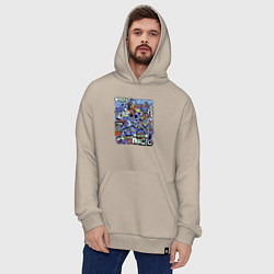 Толстовка-худи оверсайз Монстры музыканты, цвет: миндальный — фото 2