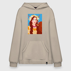 Худи оверсайз Девушка в цветочной короной из полевых цветов