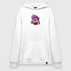 Толстовка-худи оверсайз Панк капибара с ирокезом, цвет: белый