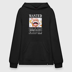 Толстовка-худи оверсайз Monkey D Luffy - wanted, цвет: черный