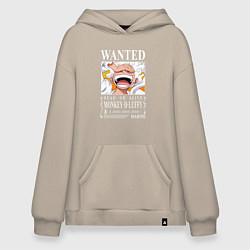 Толстовка-худи оверсайз Monkey D Luffy - wanted, цвет: миндальный