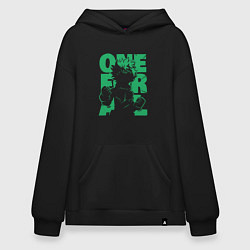 Толстовка-худи оверсайз Моя геройская академия один за всех Деку, цвет: черный