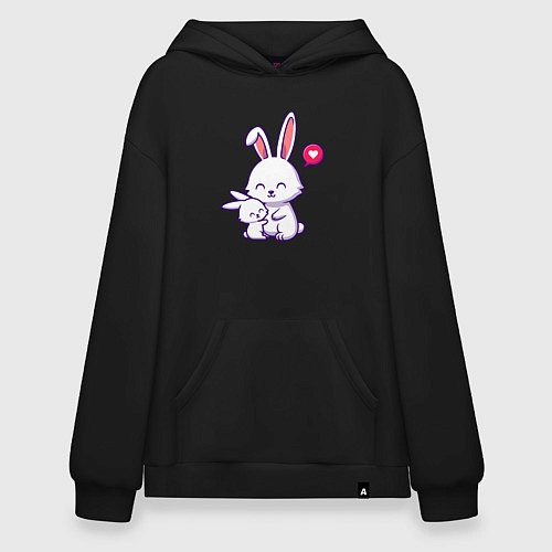 Худи оверсайз Милые зайчишки / Черный – фото 1