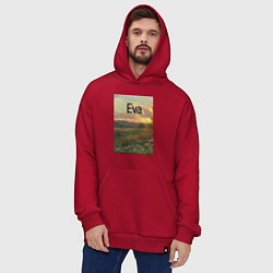 Толстовка-худи оверсайз Eva поле золотое, цвет: красный — фото 2
