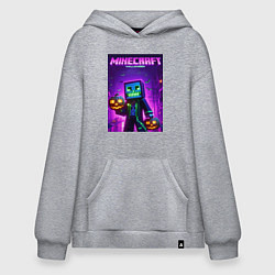 Толстовка-худи оверсайз Minecraft - halloween neon glow, цвет: меланж