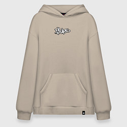 Толстовка-худи оверсайз No rules graffiti, цвет: миндальный