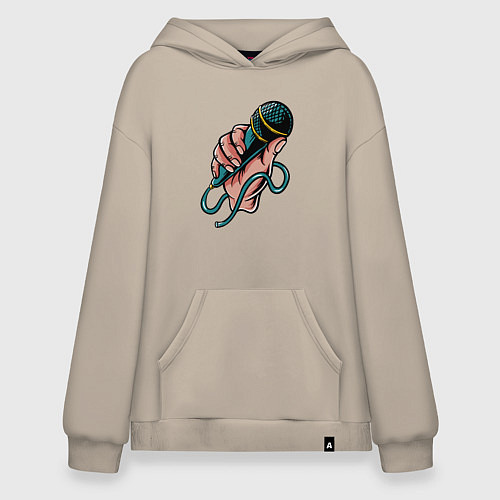 Худи оверсайз Микрофон в руке / Миндальный – фото 1