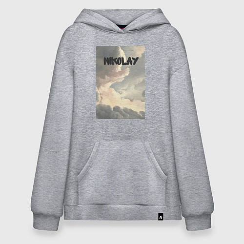 Худи оверсайз Nikolay облака / Меланж – фото 1