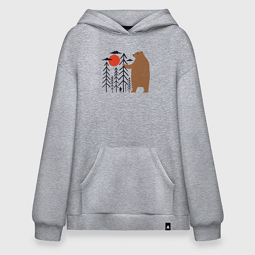 Худи оверсайз Человек и медведь / Меланж – фото 1