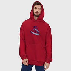 Толстовка-худи оверсайз Сатурн и горы, цвет: красный — фото 2