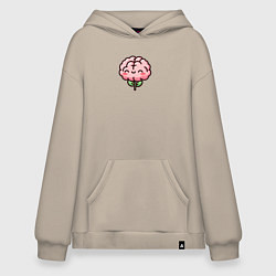 Толстовка-худи оверсайз Мозг-цветок, цвет: миндальный