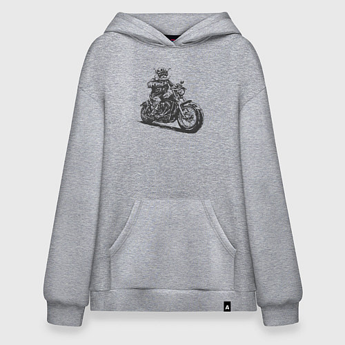 Худи оверсайз Мейн-кун байкер на мотоцикле чоппере кот / Меланж – фото 1