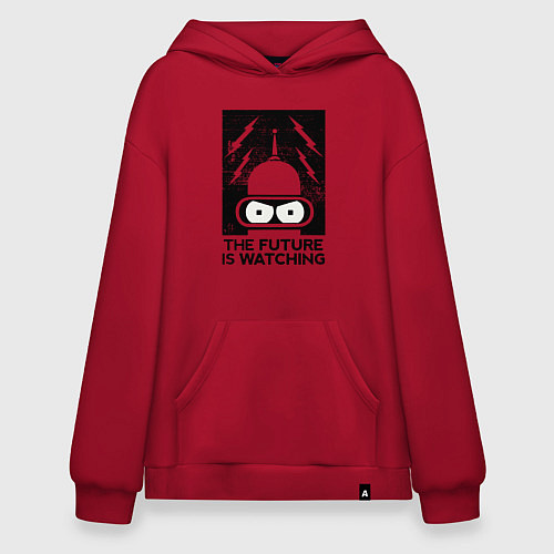 Худи оверсайз Бендер - будущее наблюдает / Красный – фото 1