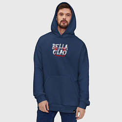 Толстовка-худи оверсайз Bella ciao face, цвет: тёмно-синий — фото 2