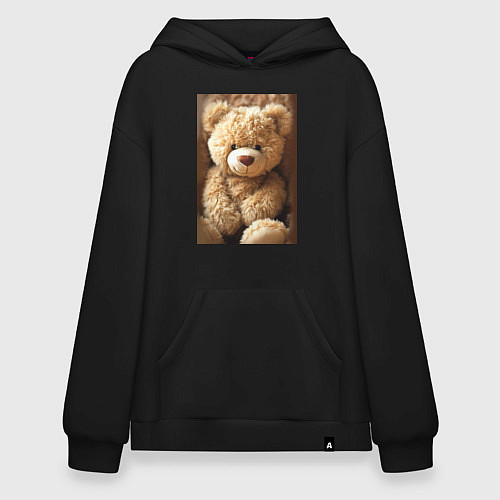 Худи оверсайз Игрушечный большой медвежонок / Черный – фото 1