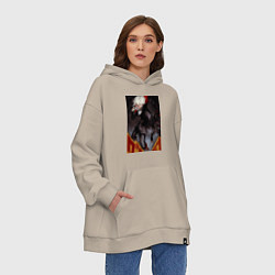 Толстовка-худи оверсайз Дандадан: Кэн Такакура, цвет: миндальный — фото 2