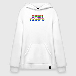 Толстовка-худи оверсайз Open gamer logo, цвет: белый