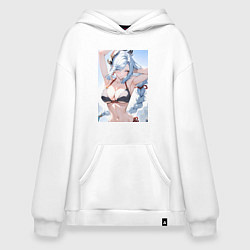 Толстовка-худи оверсайз Геншин Шэнь Хэ купальник, цвет: белый