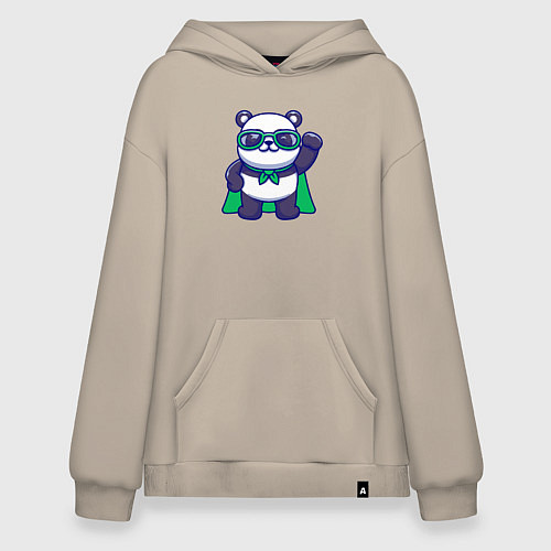 Худи оверсайз Панда в плаще / Миндальный – фото 1