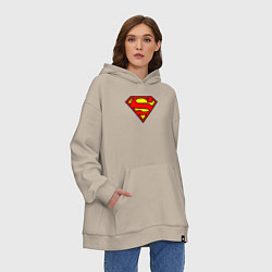 Толстовка-худи оверсайз Superman logo, цвет: миндальный — фото 2