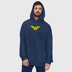 Толстовка-худи оверсайз Wonder woman logo, цвет: тёмно-синий — фото 2