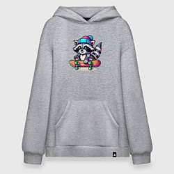 Худи оверсайз Енотик крутой скейтбордист - нейроарт