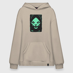 Толстовка-худи оверсайз Ужасные существа и страшные монстры, цвет: миндальный