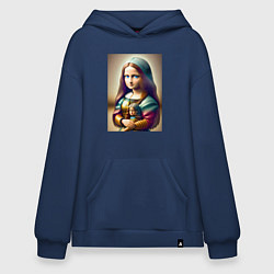 Худи оверсайз Маленькая Мона Лиза в детстве с куклой - нейроарт