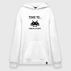 Толстовка-худи оверсайз Time to press start, цвет: белый