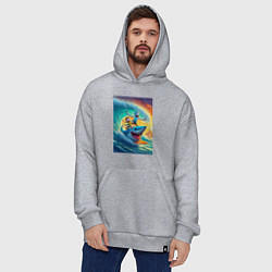 Толстовка-худи оверсайз Рик и Морти - сёрфинг на акуле, цвет: меланж — фото 2