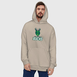 Толстовка-худи оверсайз Milwaukee Bucks NBA, цвет: миндальный — фото 2