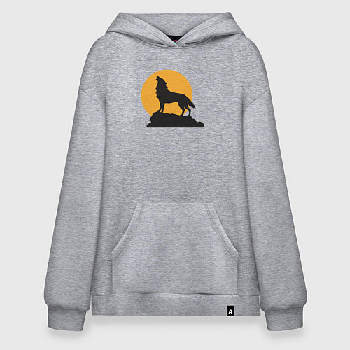 Худи оверсайз Волк на закате / Меланж – фото 1