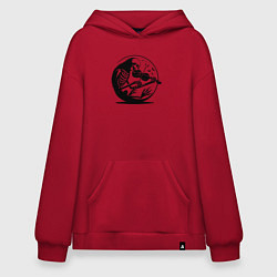 Толстовка-худи оверсайз Скелет скрипач, цвет: красный